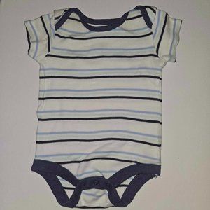 5/20 George Newborn White and Blue stripes cotton onesie / bodysuit